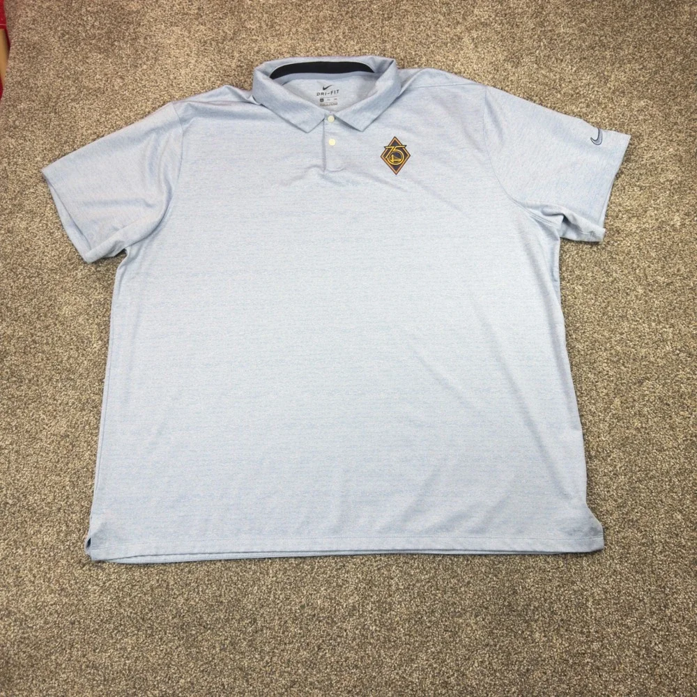 Nike Mens Golden State Warriors NBA 75th Anniversary Dri-FIT Polo Shirt Blue 3XL